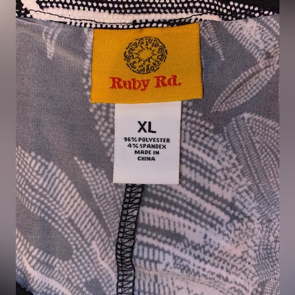 NWT Ruby Rd Knit Jungle Scoop Neck Sleeveless Hi-Low Shift Dress BLK/WHT SZ XL - Picture 5 of 8